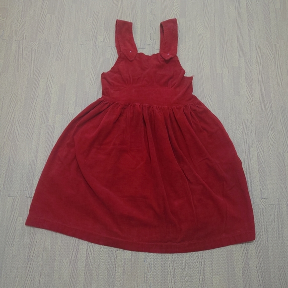 Vintage Dresses & Skirts - Vintage Unbranded Cordoruy Pinafore Dress Women's Red Dungaree Small